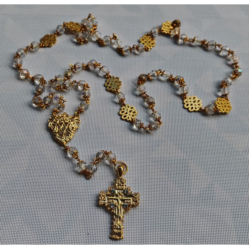 Rosario cuenta de cristal diámetro 8 baño oro (venta exclusiva en web santet)